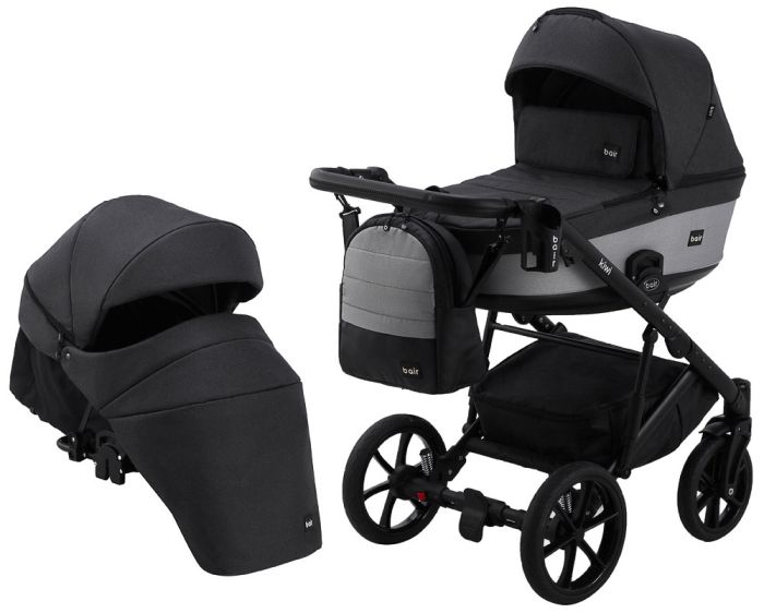 Коляска 2 в 1 Bair Kiwi Soft BKS-00/22 черный - светло-серый