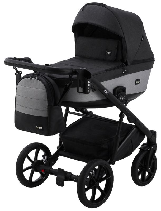 Коляска 2 в 1 Bair Kiwi Soft BKS-00/22 черный - светло-серый