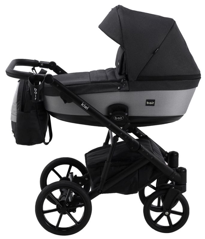 Коляска 2 в 1 Bair Kiwi Soft BKS-00/22 черный - светло-серый