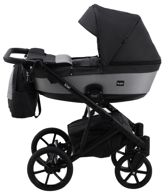 Коляска 2 в 1 Bair Kiwi Soft BKS-00/22 черный - светло-серый