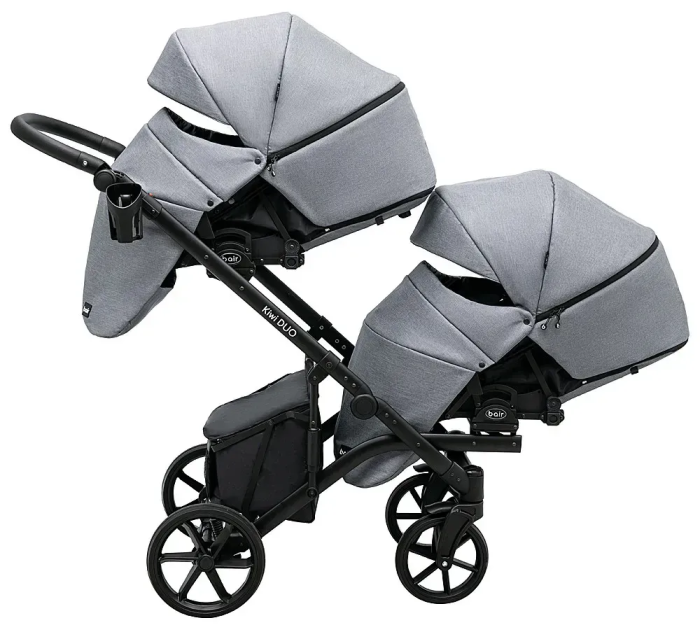 Коляска 2 в 1 для двойни Bair Kiwi DUO Soft BKP-218 серый