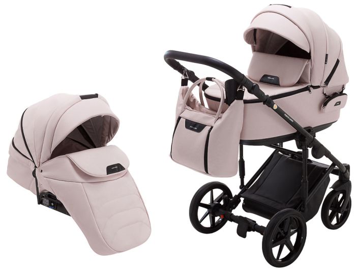 Коляска 2 в 1 Adamex Porto Light ECO кожа 100% SA-15 розовый (пудра)
