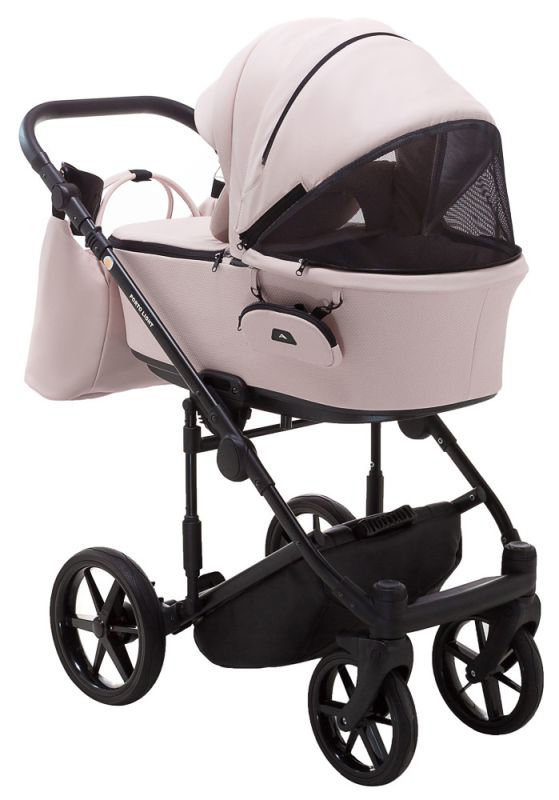 Коляска 2 в 1 Adamex Porto Light ECO кожа 100% SA-15 розовый (пудра)