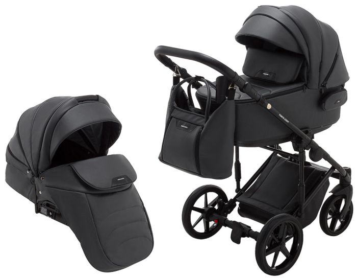 Коляска 2 в 1 Adamex Porto Light ECO кожа 100% SA-5 графит