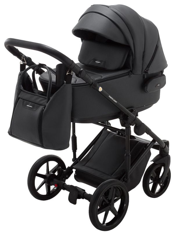 Коляска 2 в 1 Adamex Porto Light ECO кожа 100% SA-5 графит