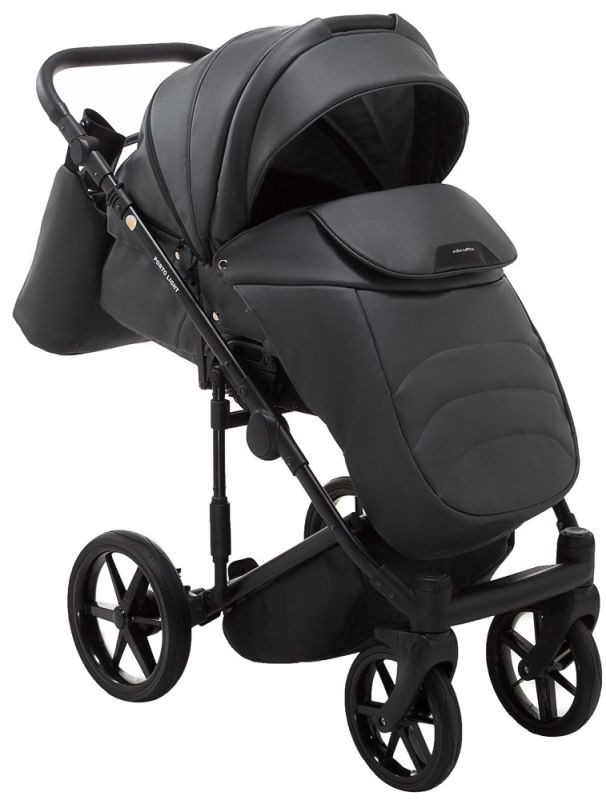 Коляска 2 в 1 Adamex Porto Light ECO кожа 100% SA-5 графит