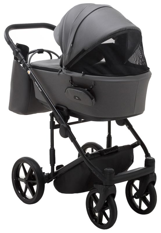 Коляска 2 в 1 Adamex Porto Light ECO шкіра 100% SA-4 темно-сірий