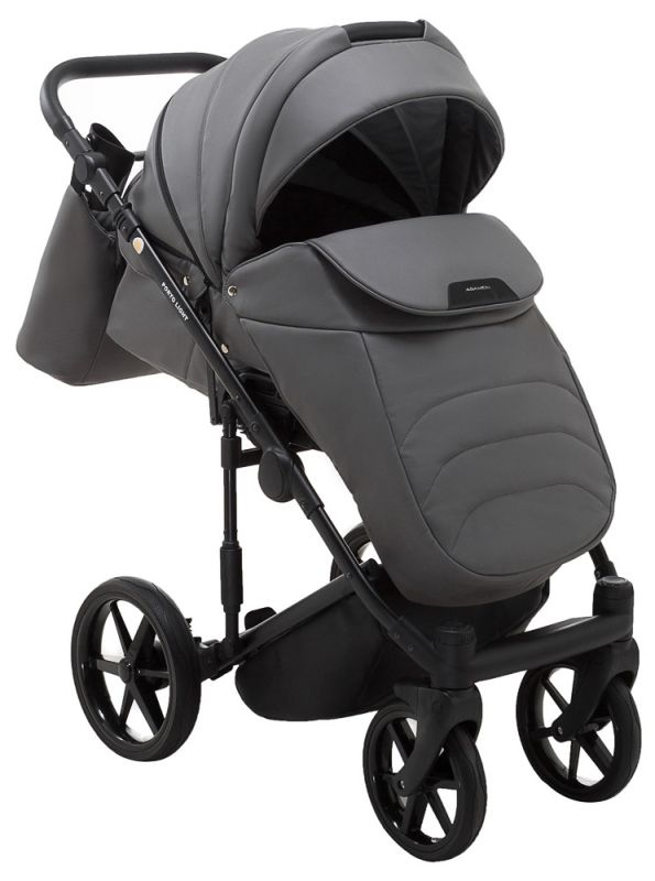 Коляска 2 в 1 Adamex Porto Light ECO шкіра 100% SA-4 темно-сірий