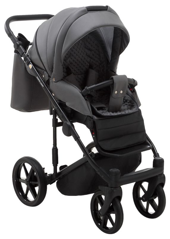Коляска 2 в 1 Adamex Porto Light ECO шкіра 100% SA-4 темно-сірий