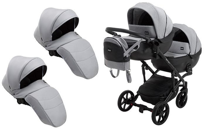 Коляска 2 в 1 для двойни Bair Next DUO Soft 10 серый