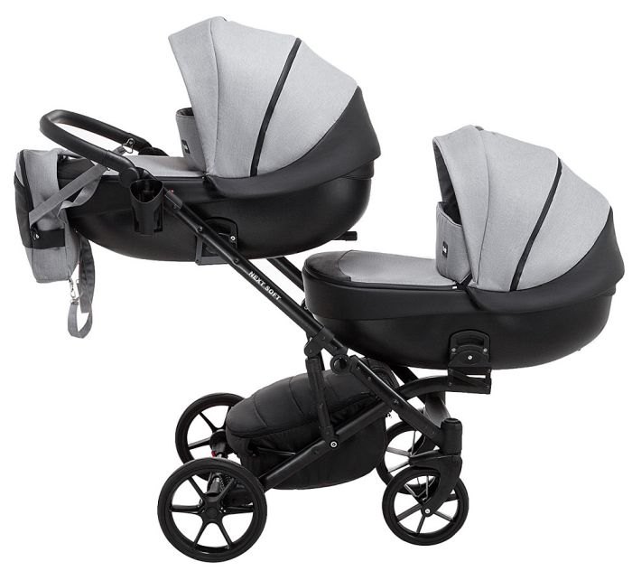 Коляска 2 в 1 для двойни Bair Next DUO Soft 10 серый