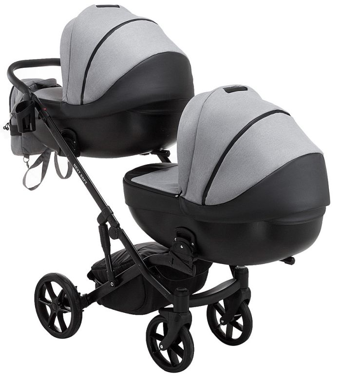 Коляска 2 в 1 для двойни Bair Next DUO Soft 10 серый
