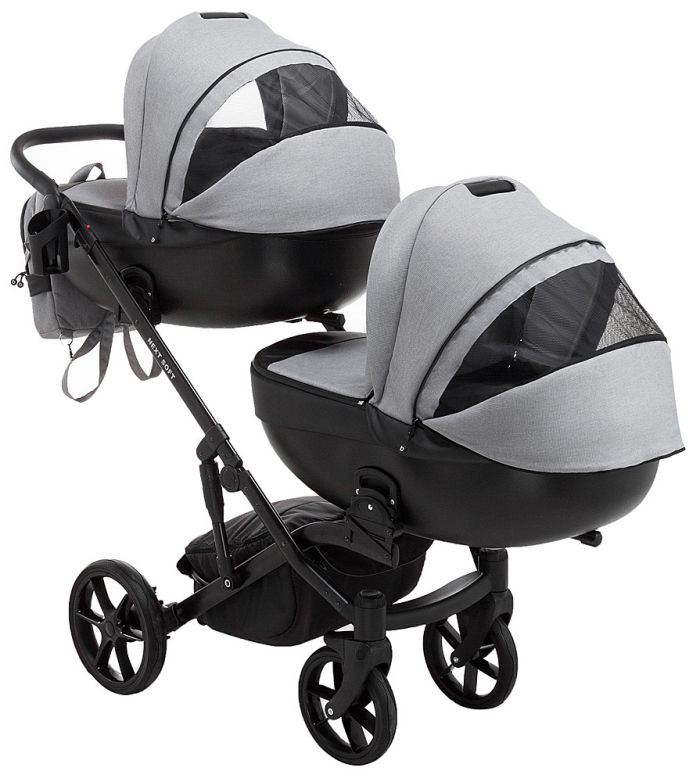 Коляска 2 в 1 для двойни Bair Next DUO Soft 10 серый