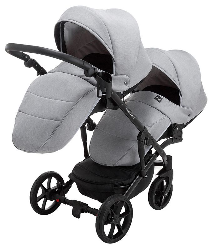 Коляска 2 в 1 для двойни Bair Next DUO Soft 10 серый