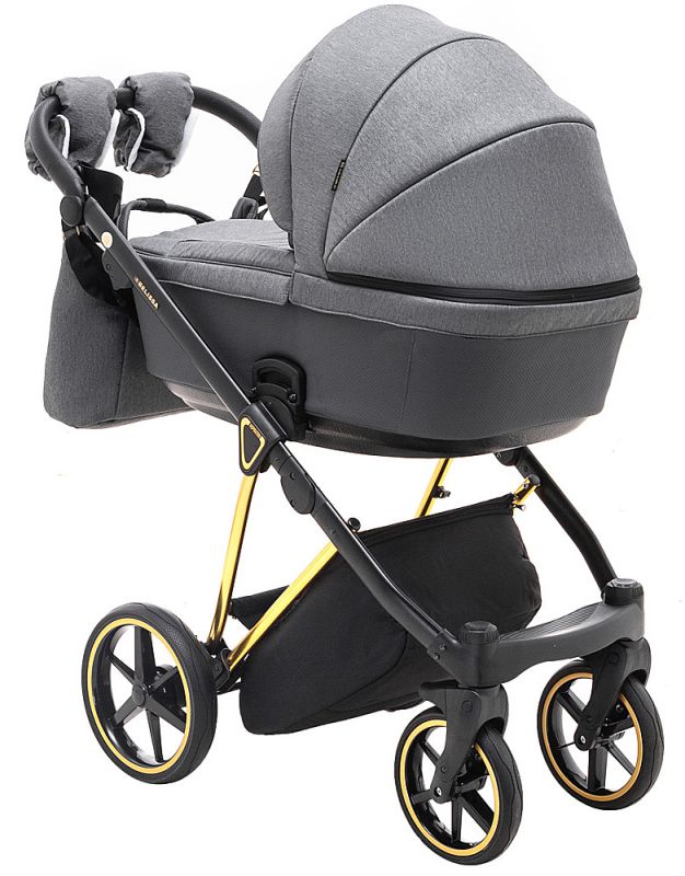 Коляска 2 в 1 Adamex Belissa Special Edidion (Gold) PS-608 графіт - графіт шкіра (перфорація)