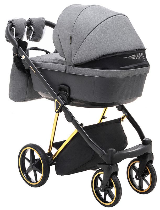Коляска 2 в 1 Adamex Belissa Special Edidion (Gold) PS-608 графіт - графіт шкіра (перфорація)