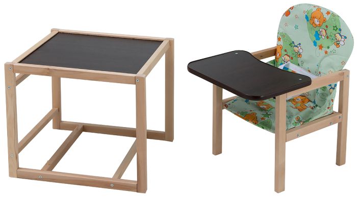 Стульчик- трансформер Babyroom Карапуз-100 eko МДФ столешница  зеленый (мишки и пчелки)