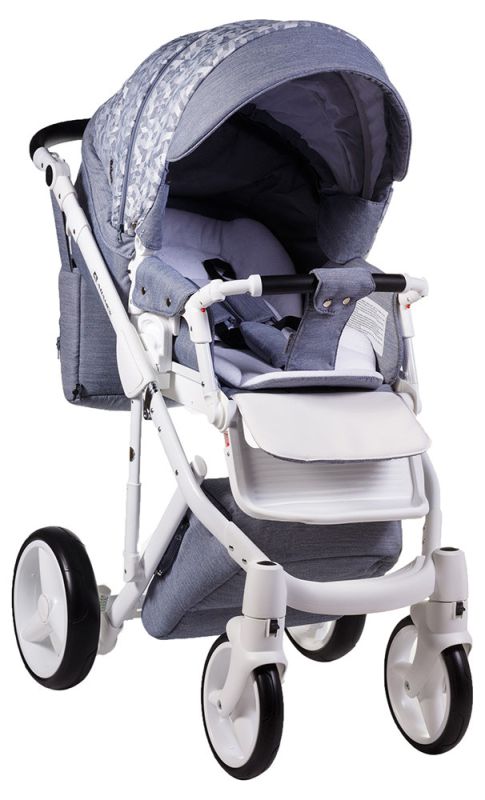 Коляска 2 в 1 Adamex Luciano jeans Q209 сірий (абстракція)