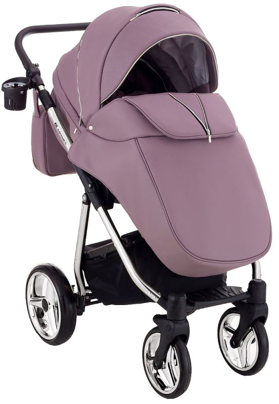Коляска 2 в 1 Adamex Sierra Polar (Chrome) шкіра 100% SR332 бузковий - бузковий (перфорація)