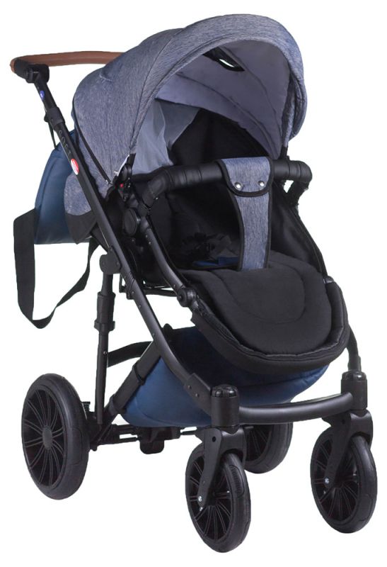 Коляска 2 в 1 Everflo Soft джинс-шкіра S-24 графіт джинс (з синім відливом) - темно-синя шкіра