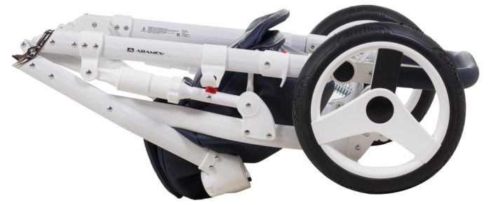 Коляска 2 в 1 Adamex Monte Deluxe Carbon кожа 100% D102 т.синий-красный-белый