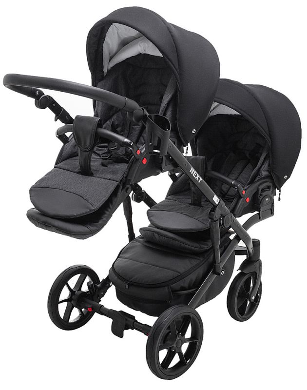 Коляска 2 в 1 для двойни Bair Next DUO Soft 02 черный