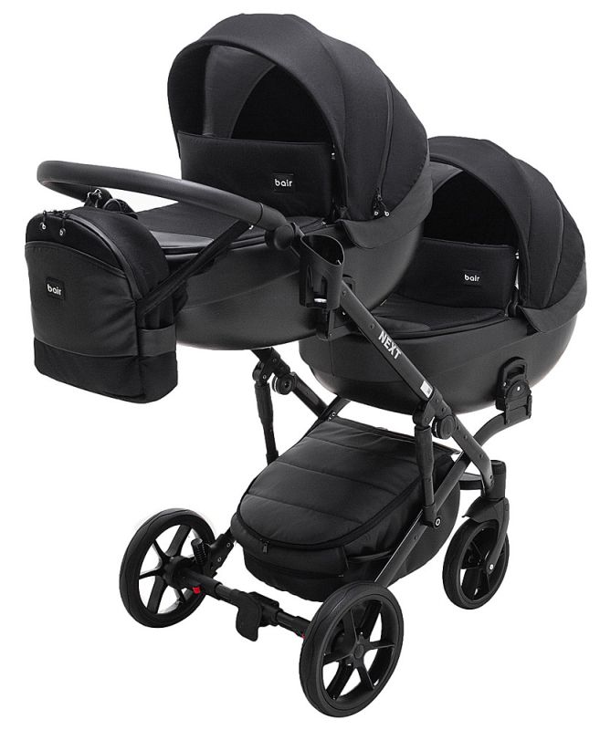 Коляска 2 в 1 для двойни Bair Next DUO Soft 02 черный