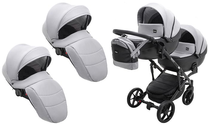 Коляска 2 в 1 для двойни Bair Next DUO Soft 31 серый