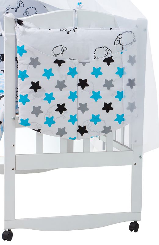 Детская постель Babyroom Classic Bortiki-01 (8 элементов)  белый (барашки, звездочки)