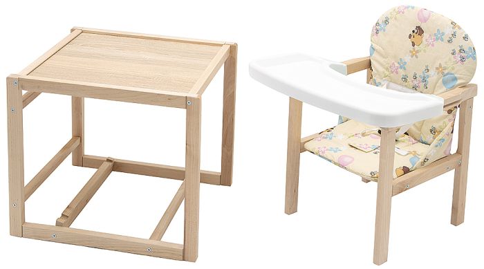 Стульчик- трансформер Babyroom Пони-230 eko без лака пластиковая столешница  желтый (винни пух)