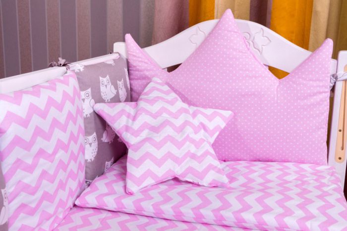 Детская постель Babyroom Bortiki lux-08 sowa розовый - серый