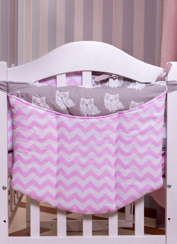Детская постель Babyroom Bortiki lux-08 sowa розовый - серый