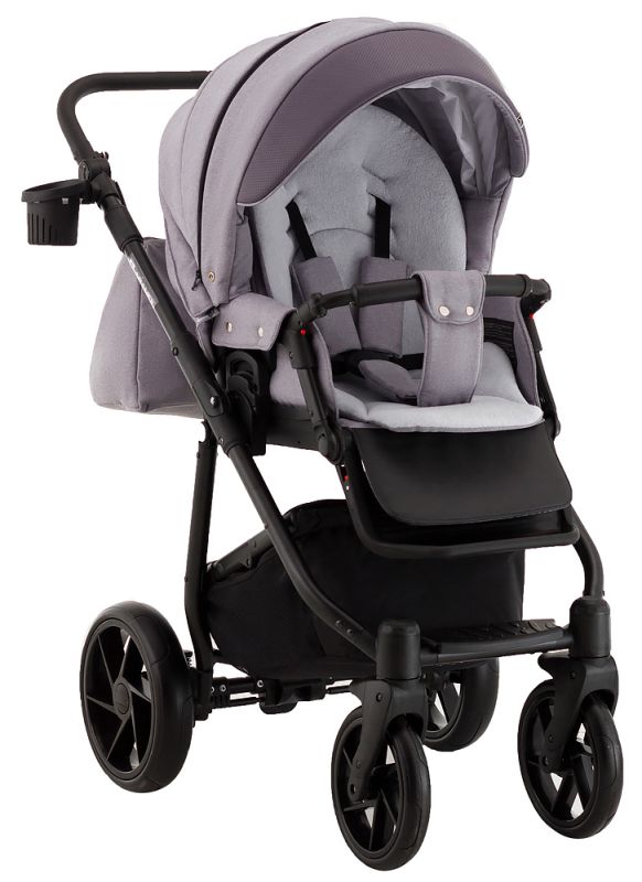 Коляска 2 в 1 Adamex Hybryd Plus BR228 серый - сиреневая кожа (выдавленная точка)