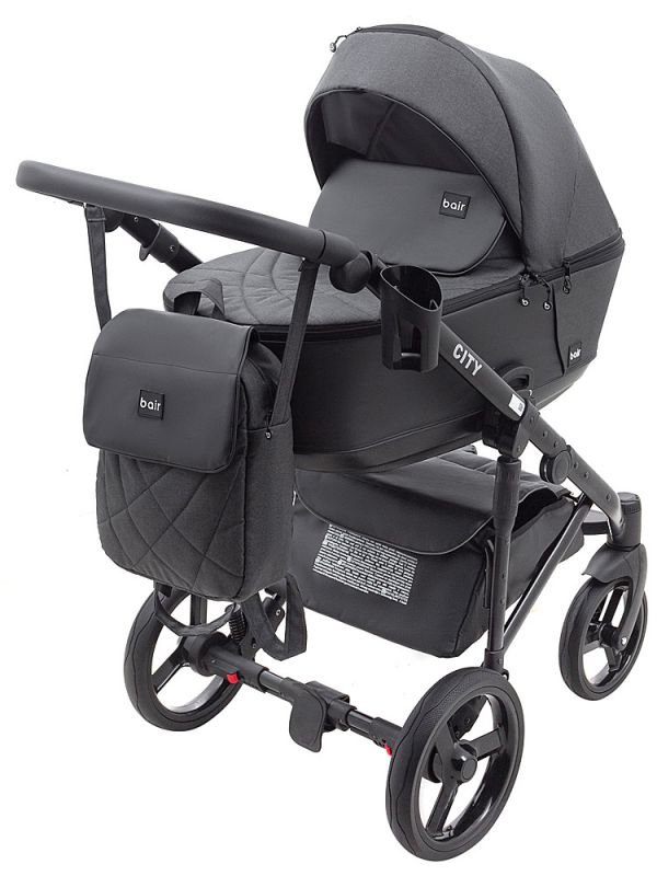 Коляска 2 в 1 Bair City Soft 222 черный - черная кожа