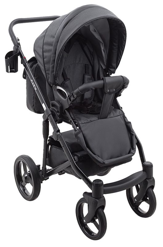 Коляска 2 в 1 Bair City Soft 222 черный - черная кожа
