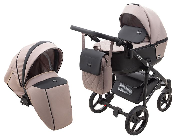 Коляска 2 в 1 Bair City Soft 455 капучино - чорна шкіра