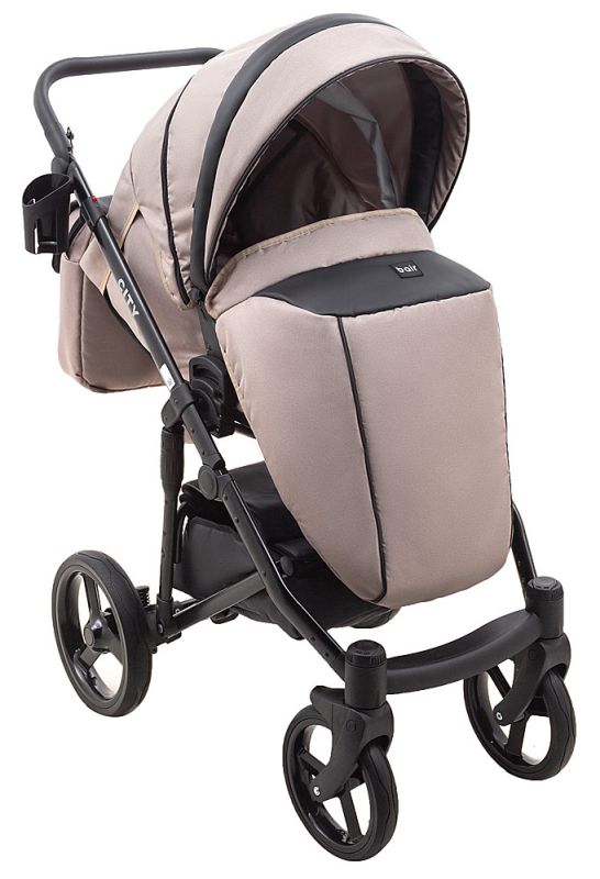 Коляска 2 в 1 Bair City Soft 455 капучино - чорна шкіра