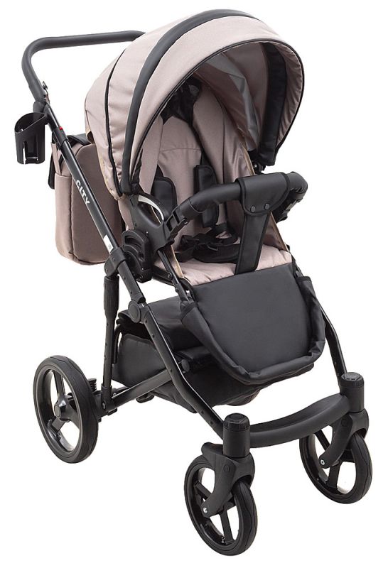 Коляска 2 в 1 Bair City Soft 455 капучино - чорна шкіра