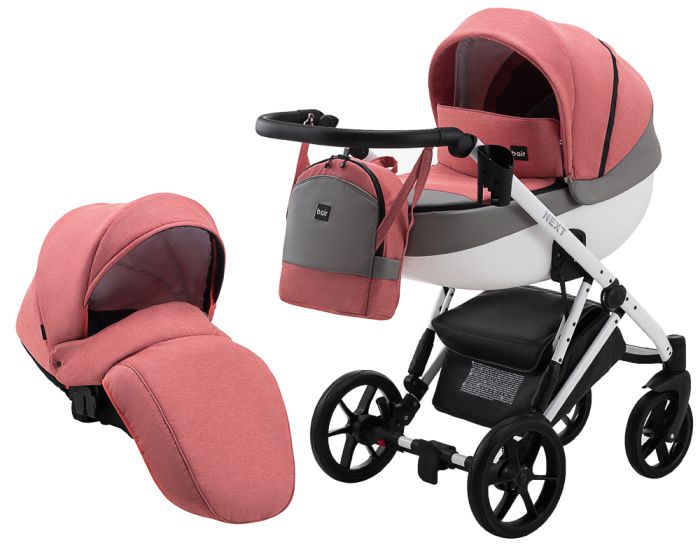 Коляска 2 в 1 Bair Next White Soft 53 кораловий