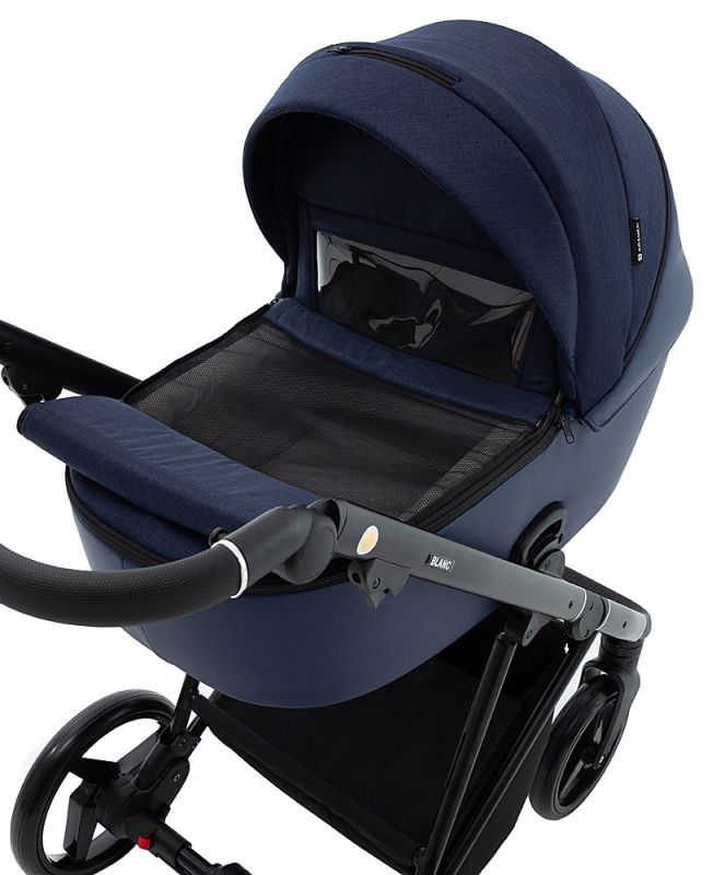 Коляска 2 в 1 Adamex Blanc Lux PS-64 тёмно-синий / синий