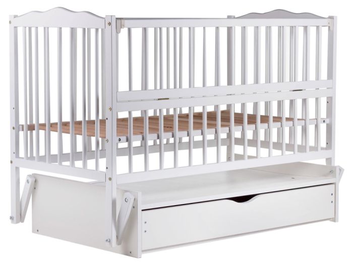 Кровать Babyroom Радуга маятник, ящик, откидной бок DVMYO-3  бук белый