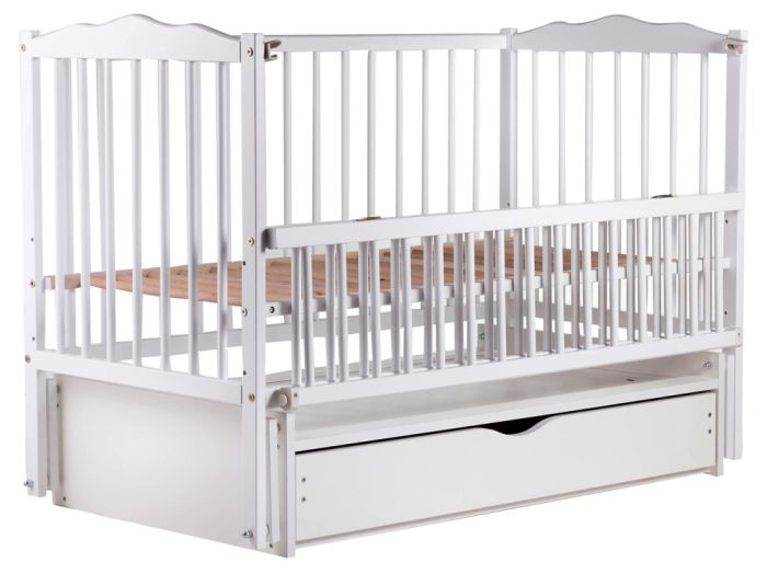 Кровать Babyroom Радуга маятник, ящик, откидной бок DVMYO-3  бук белый