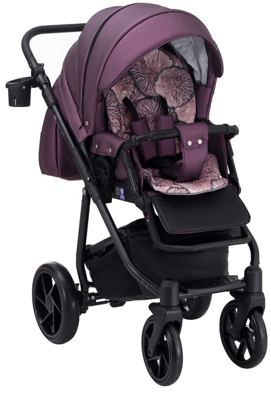 Коляска 2 в 1 Adamex Hybryd Plus кожа 100% Y233CZ фиолетовый (перламутр)