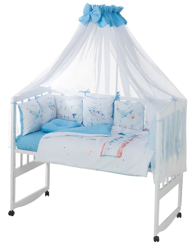 Детская постель Babyroom Bortiki Print-08  blue train
