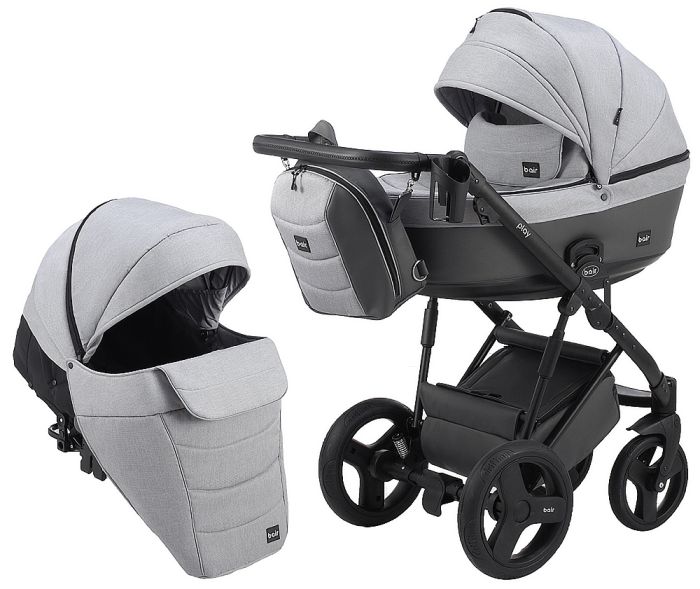 Коляска 2 в 1 Bair Play Plus Soft BPS-218 сірий - графіт (шкіра)