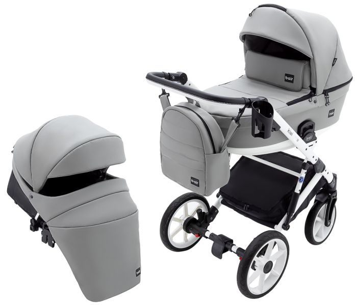 Коляска 2 в 1 Bair Kiwi White ECO BKW-15 серый