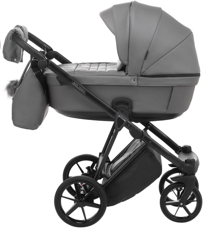 Коляска 2 в 1 Adamex Belissa ECO кожа 100% SA-4 темно-серый