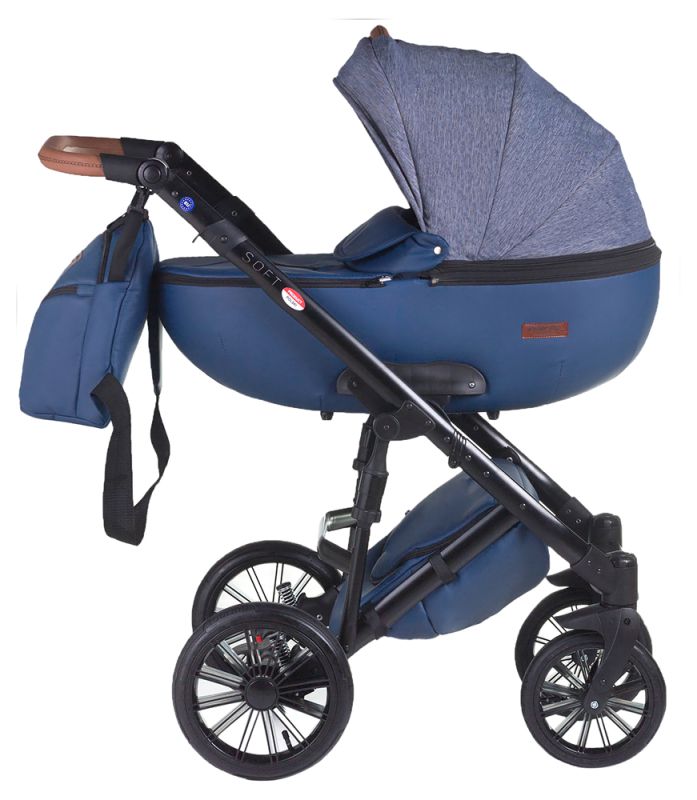 Коляска 2 в 1 Everflo Soft джинс-шкіра S-24 графіт джинс (з синім відливом) - темно-синя шкіра