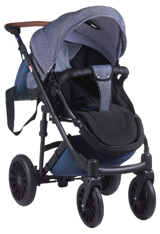 Коляска 2 в 1 Everflo Soft джинс-шкіра S-24 графіт джинс (з синім відливом) - темно-синя шкіра