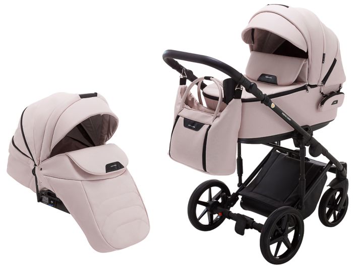 Коляска 2 в 1 Adamex Porto Light ECO кожа 100% SA-15 розовый (пудра)